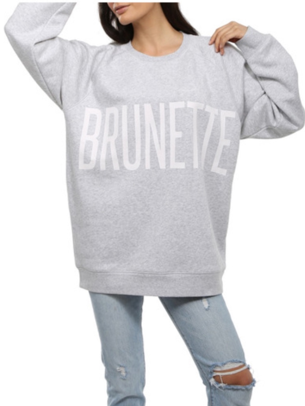 Brunette The Label Grey Logo Oversized Sweatshirt XS/S Streetwear Athleisure